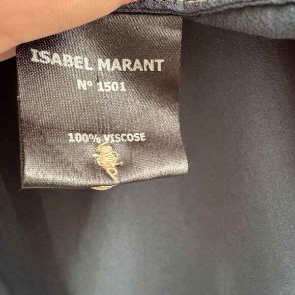 Isabel Marant Etoile "GINOS" crepe blouse in dark turquoise, size 36 (fits XS) - Picture 6 of 8